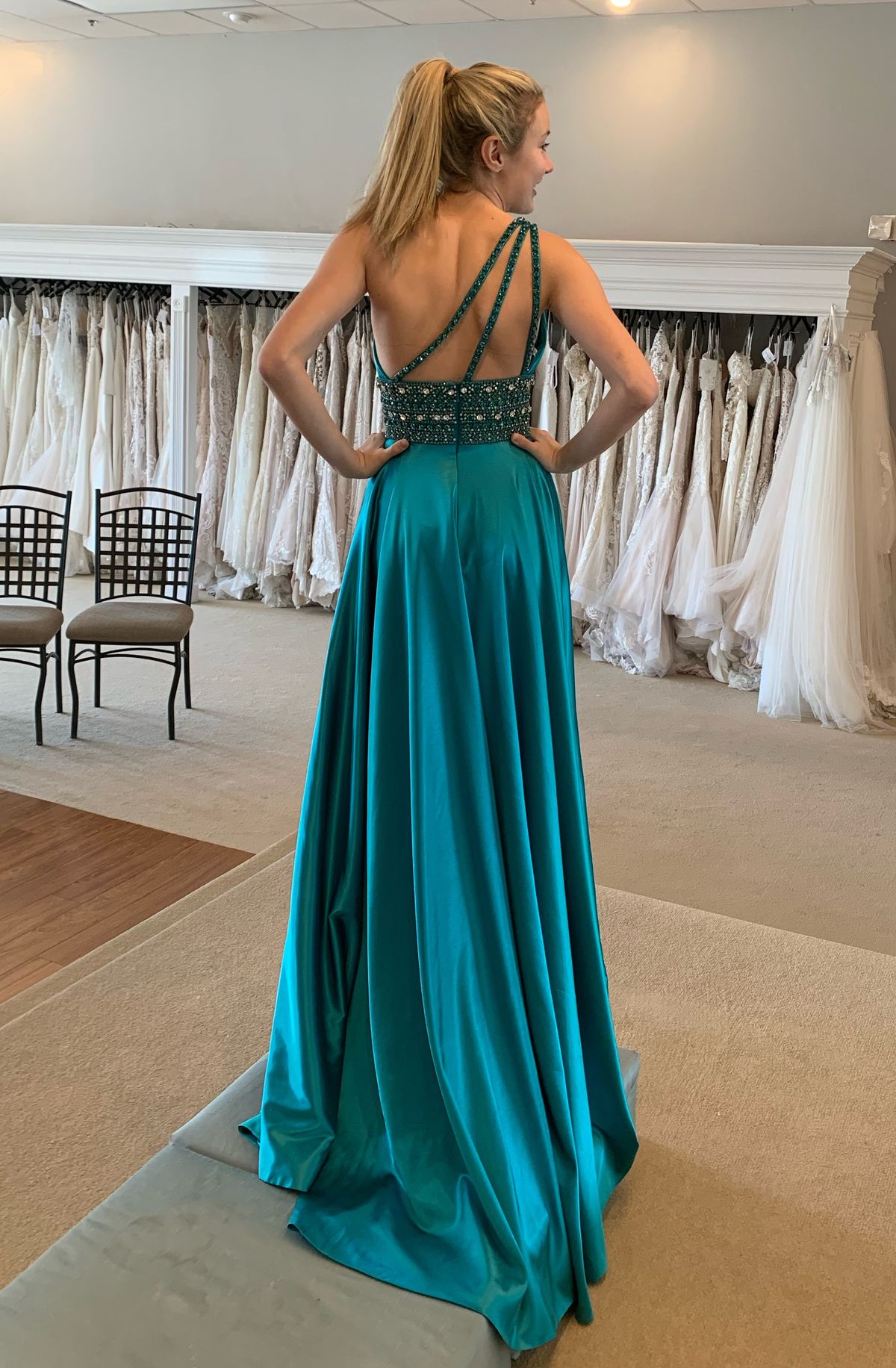 Sherri Hill Size 0 Pageant One Shoulder Blue A-line Dress on Queenly