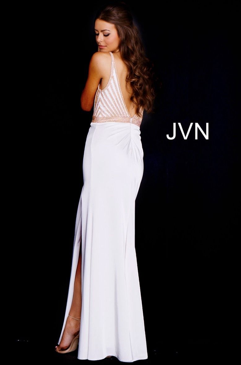 Style Jvn59052 Jovani Size 6 Prom Plunge Multicolor Side Slit Dress on Queenly