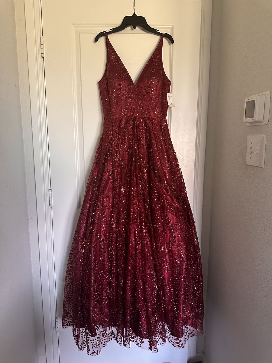 Style 3498bn1 Blondie Nites Size 2 Prom Plunge Red Floor Length Maxi on Queenly