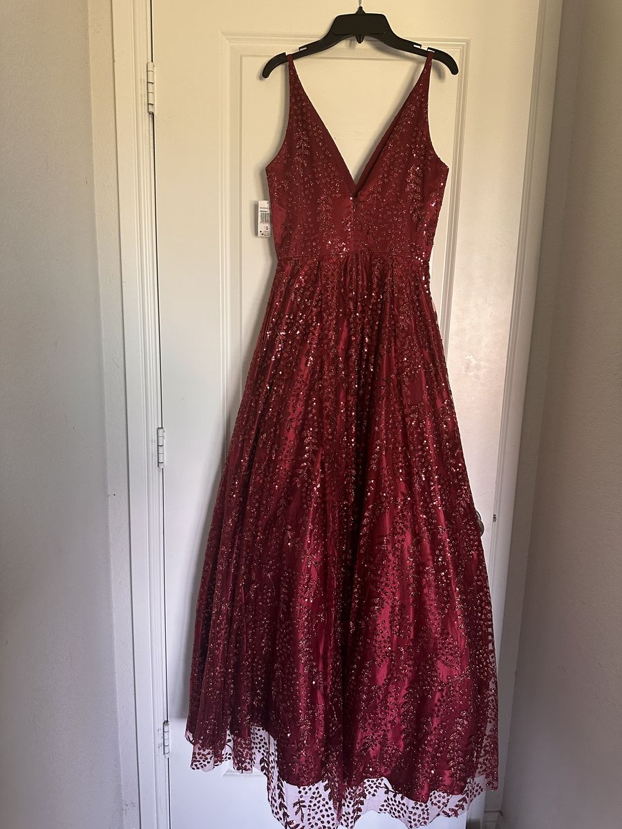 Style 3498bn1 Blondie Nites Size 2 Prom Plunge Red Floor Length Maxi on Queenly