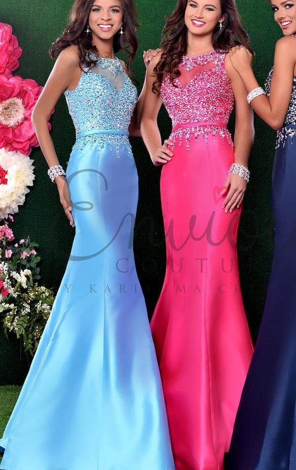 Plus Size 20 Prom High Neck Blue Mermaid Dress on Queenly