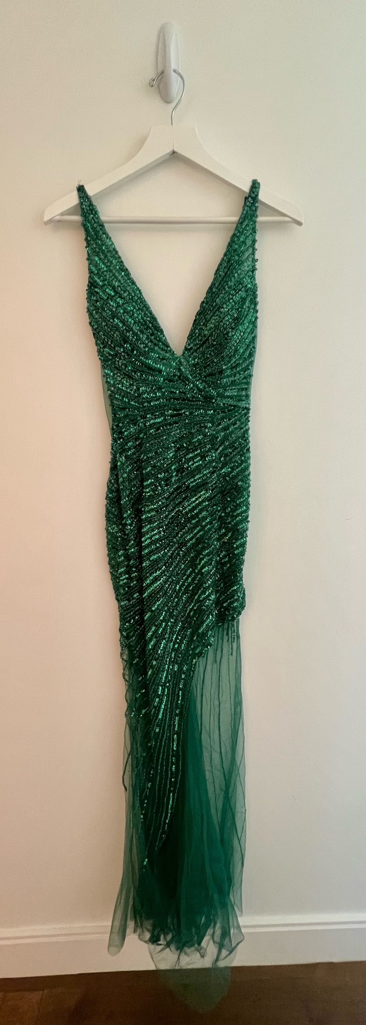 Jovani Size 2 Pageant Plunge Green Mermaid Dress on Queenly