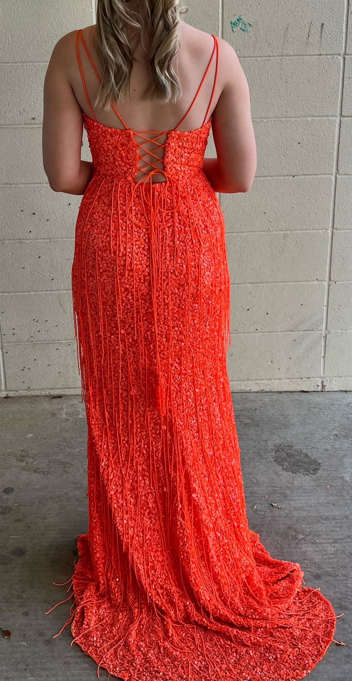 Sherri Hill Size 2 Prom Plunge Orange Floor Length Maxi on Queenly