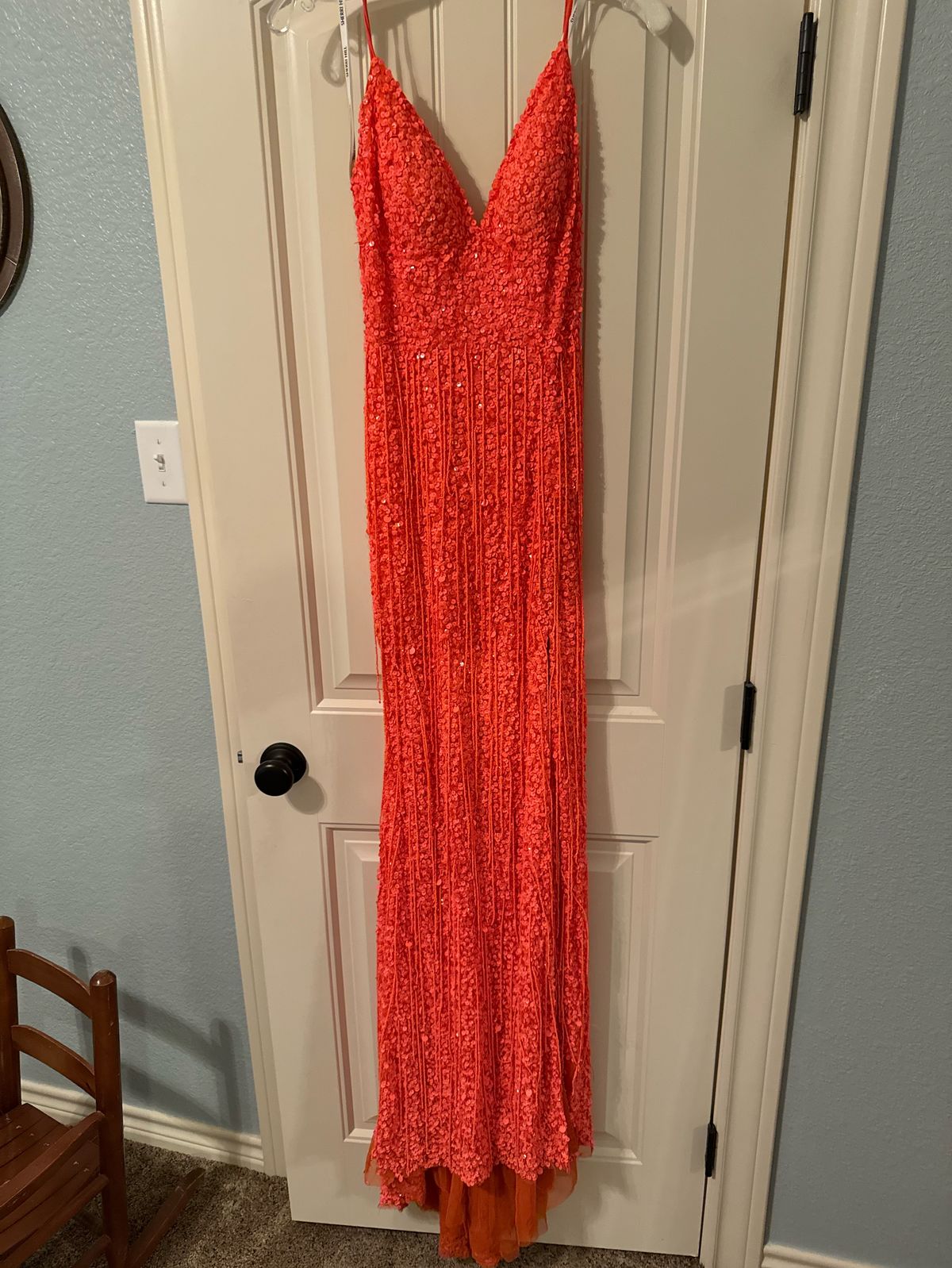 Sherri Hill Size 2 Prom Plunge Orange Floor Length Maxi on Queenly