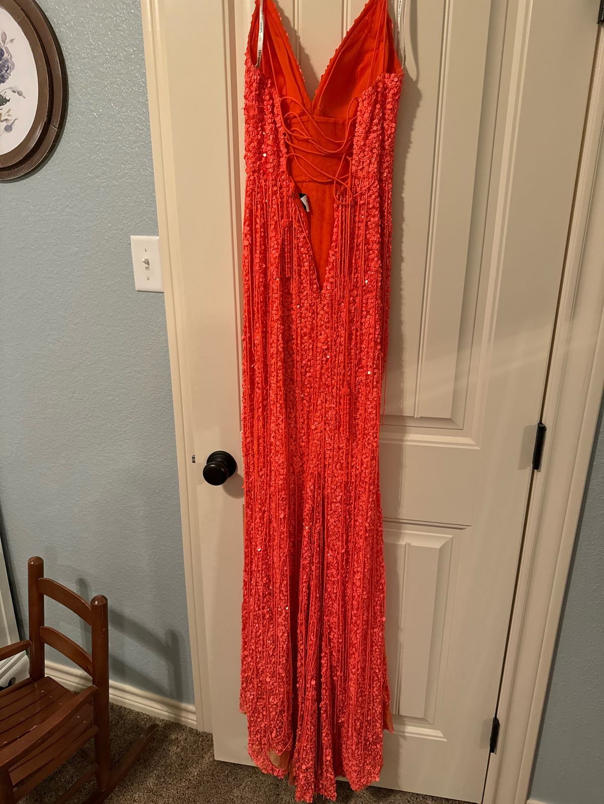 Sherri Hill Size 2 Prom Plunge Orange Floor Length Maxi on Queenly