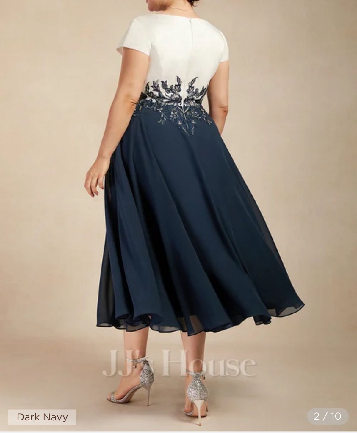 Plus Size 22 Prom Cap Sleeve Navy Blue A-line Dress on Queenly