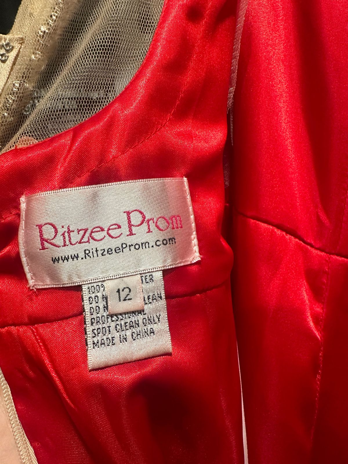 Style 1921 Ritzee Size 12 Pageant Plunge Red Mermaid Dress on Queenly