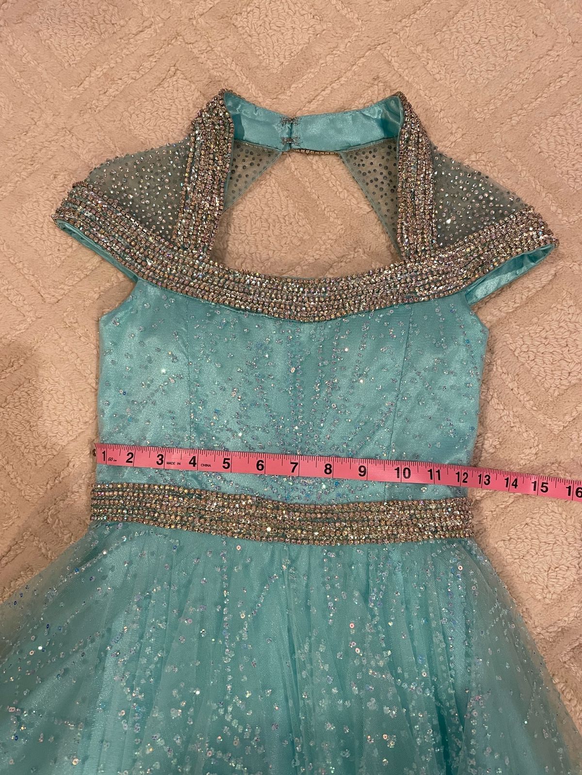 Johnathan Kayne Girls Size 8 Blue Dress With Train on Queenly