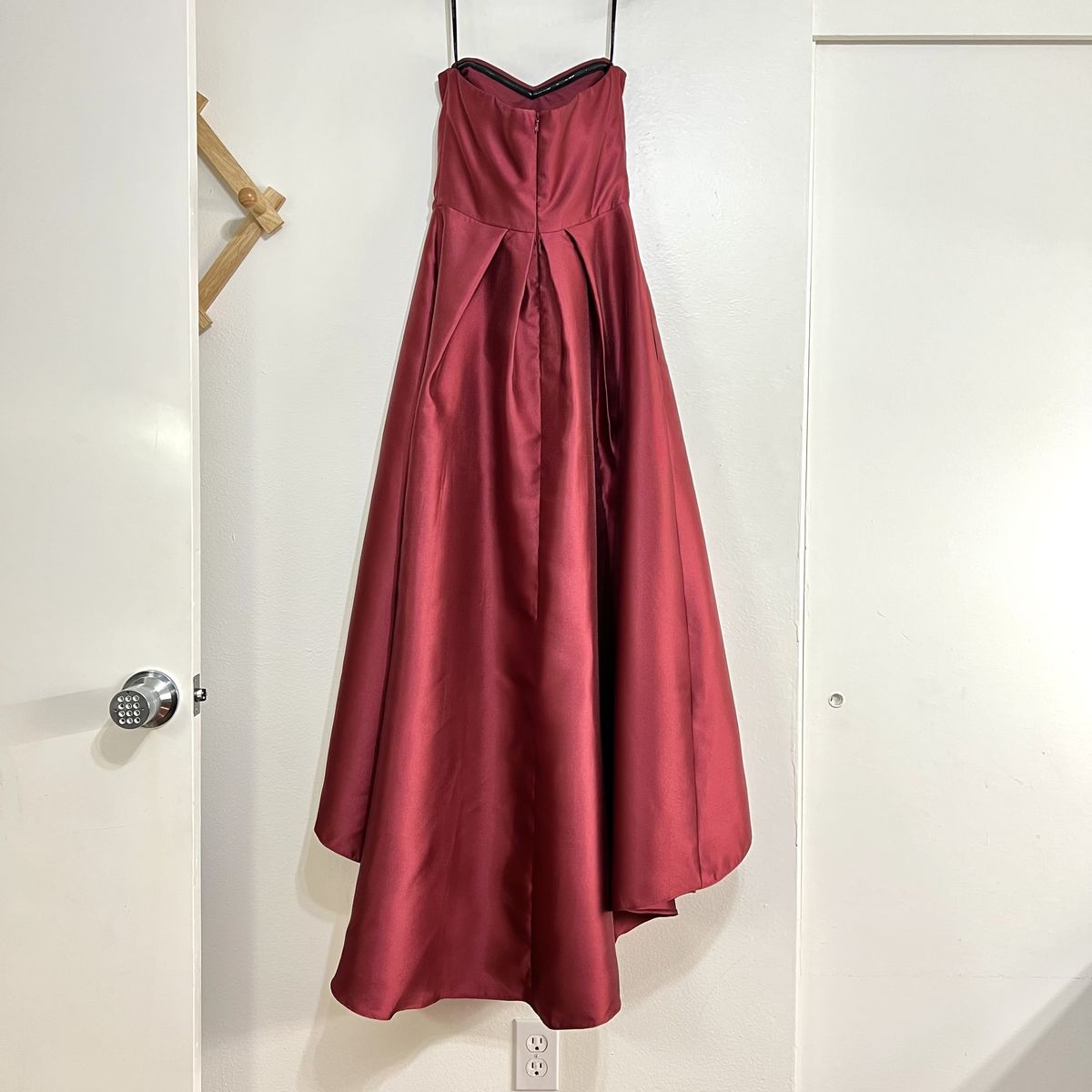 Style D699 Alfred Sung Plus Size 24 Strapless Burgundy Red A-line Dress on Queenly