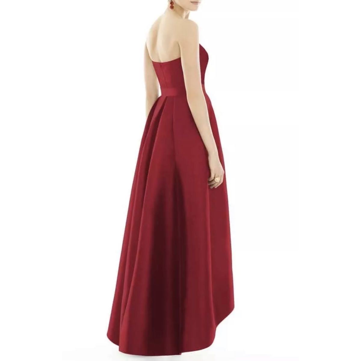 Style D699 Alfred Sung Plus Size 24 Strapless Burgundy Red A-line Dress on Queenly