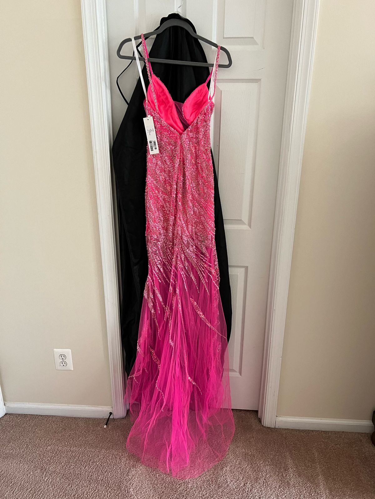 Jovani Size 0 Prom Plunge Sequined Pink Side Slit Dress on Queenly