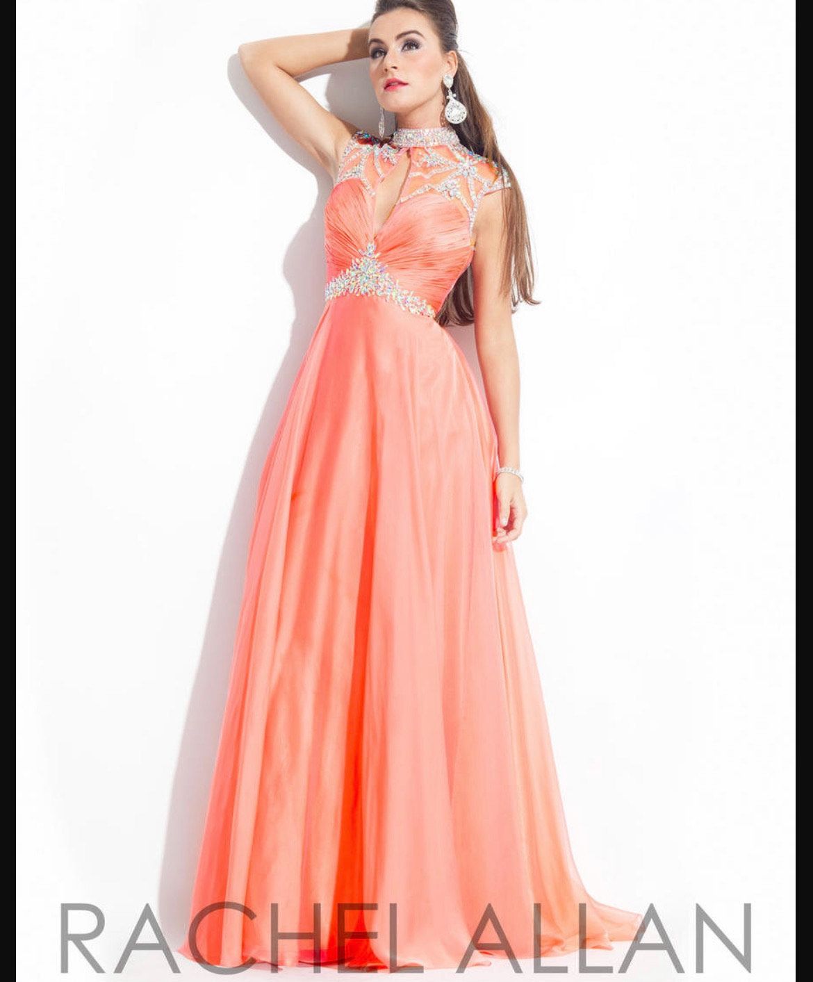 Rachel Allan Size 4 Prom High Neck Pink Floor Length Maxi on Queenly