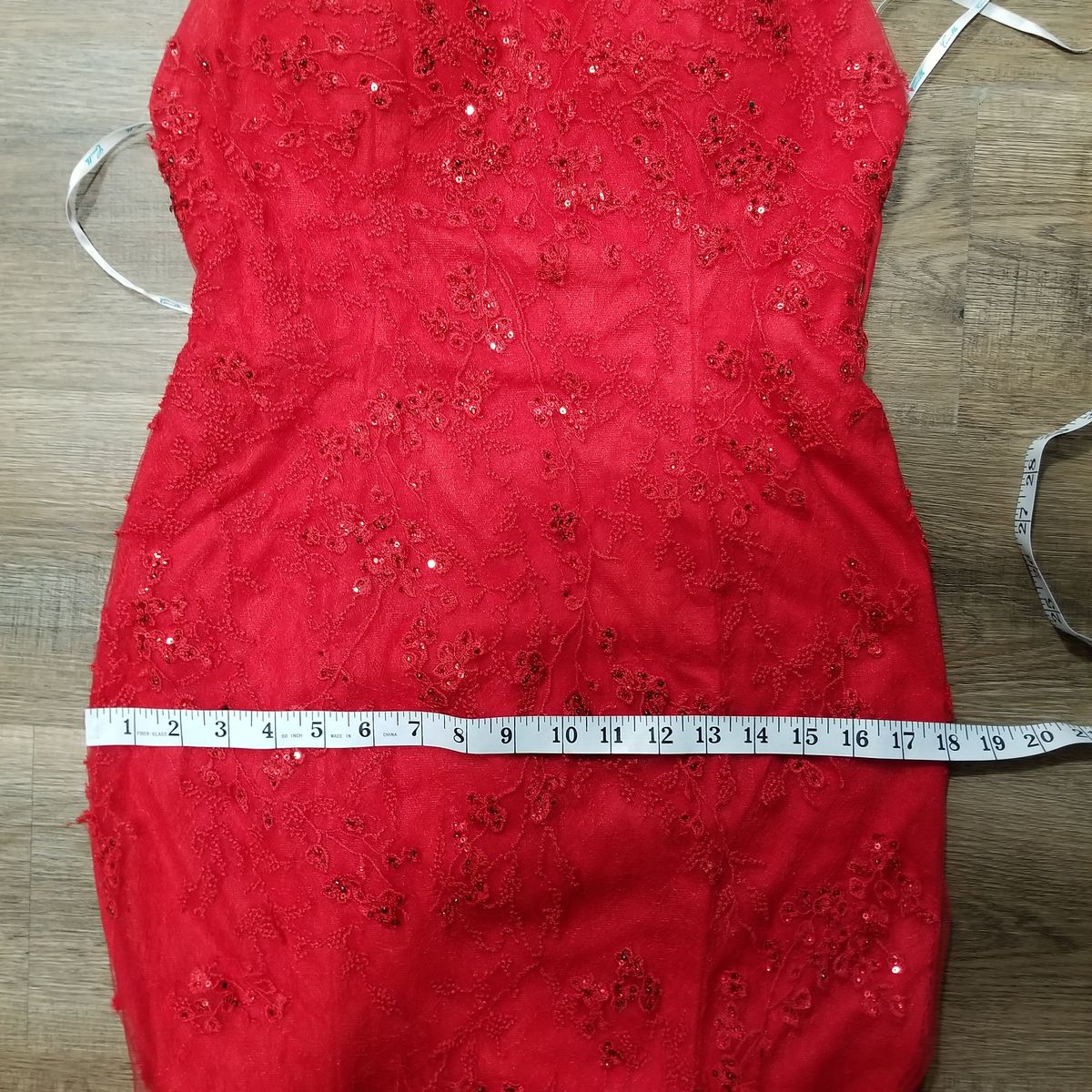 Style 67429 Camille La Vie Size 8 Lace Red Mermaid Dress on Queenly