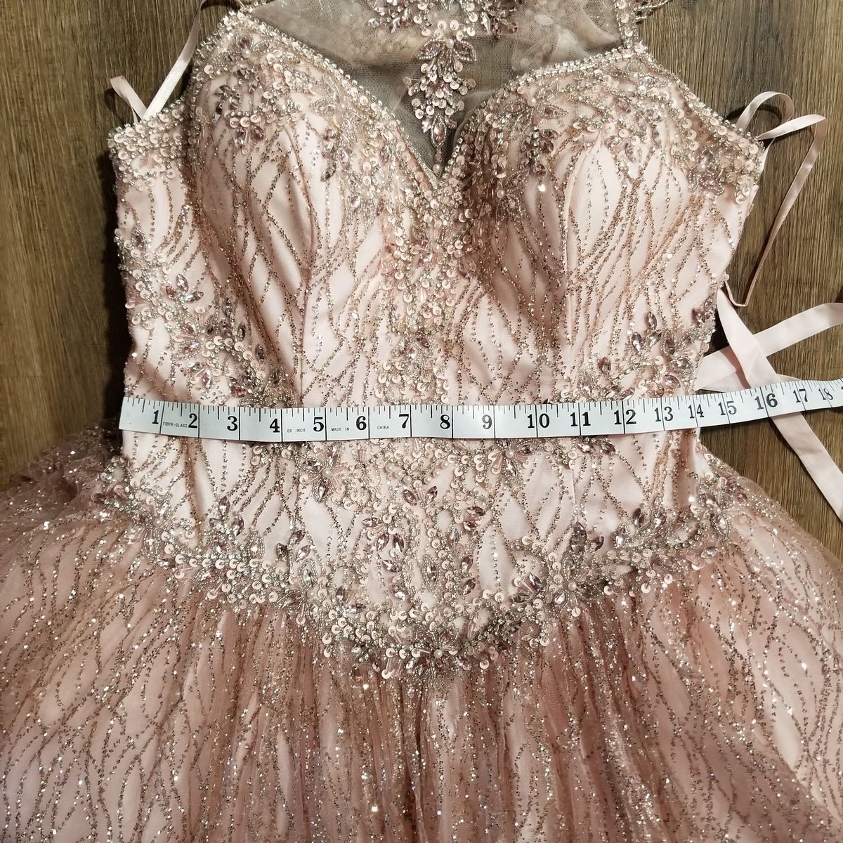 Style LK148 Layla K. Size 10 Halter Rose Gold Ball Gown on Queenly