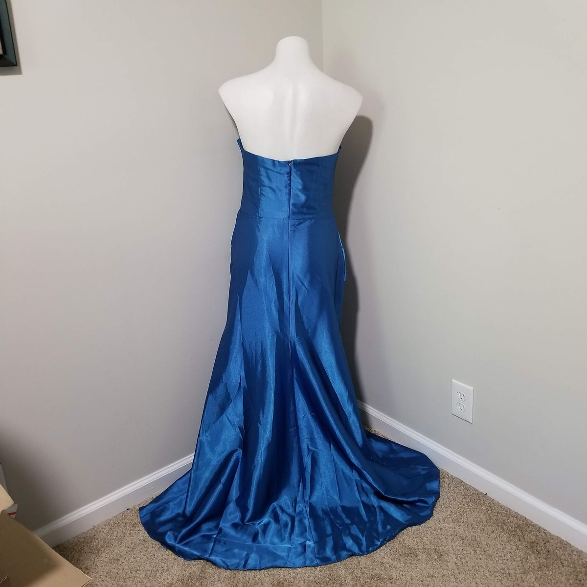 Style 52483 (Vintage) Jessica McClintock Size 12 Strapless Blue A-line Dress on Queenly