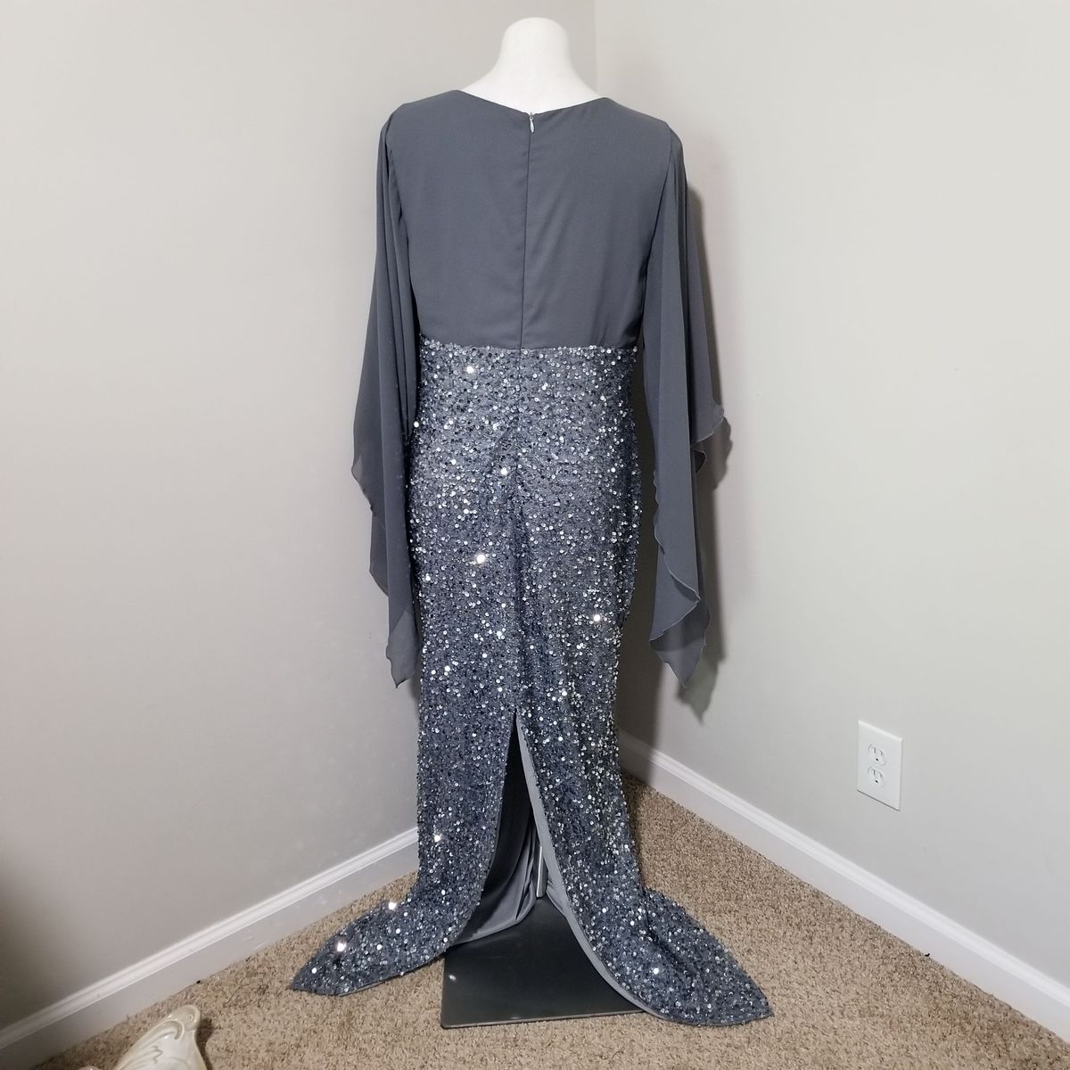 Style size 1XL Miss Ord Size 14 Pageant Silver Floor Length Maxi on Queenly