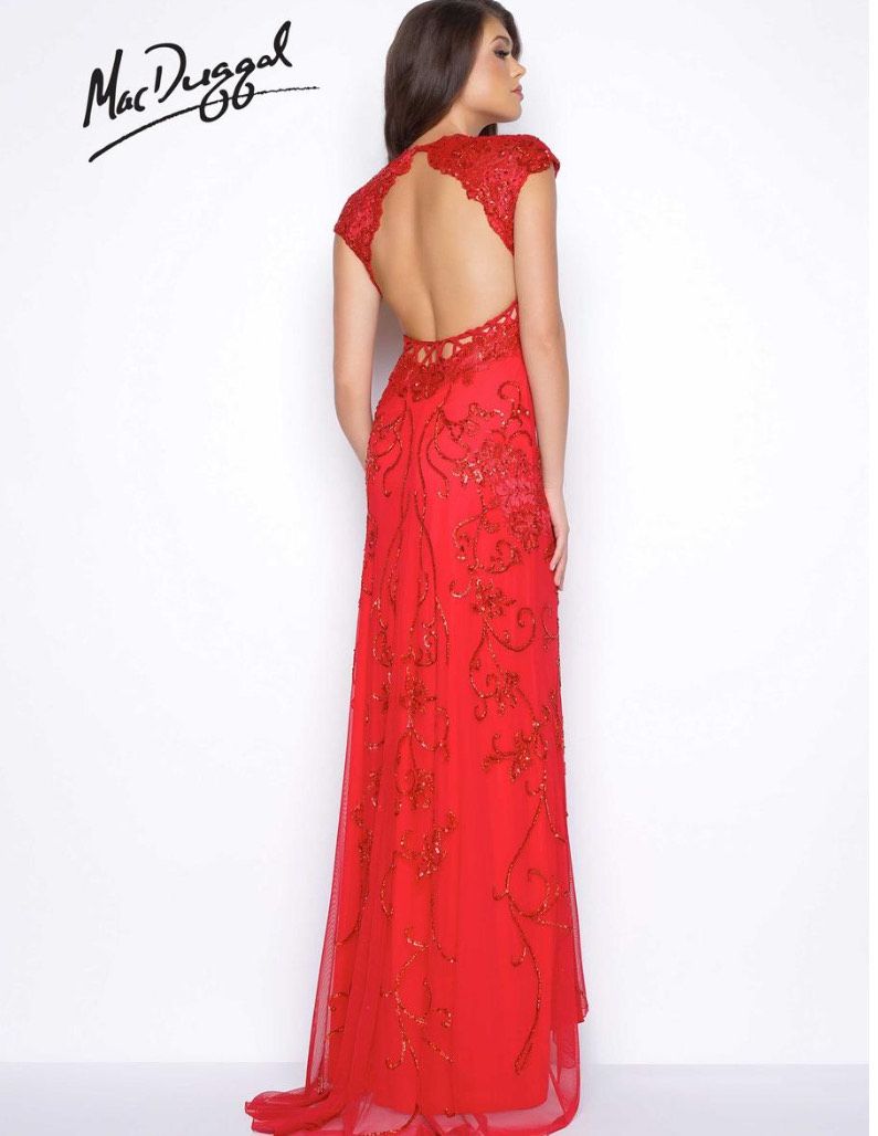 Style 1903 Red Mac Duggal Size 8 Cap Sleeve Red A-line Dress on Queenly