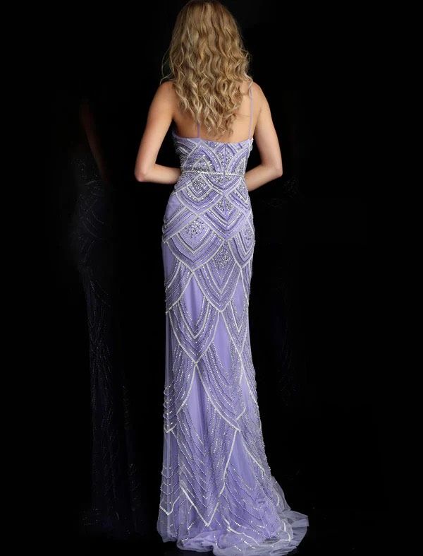 Style 60653 lilac Jovani Size 10 Prom Plunge Purple A-line Dress on Queenly