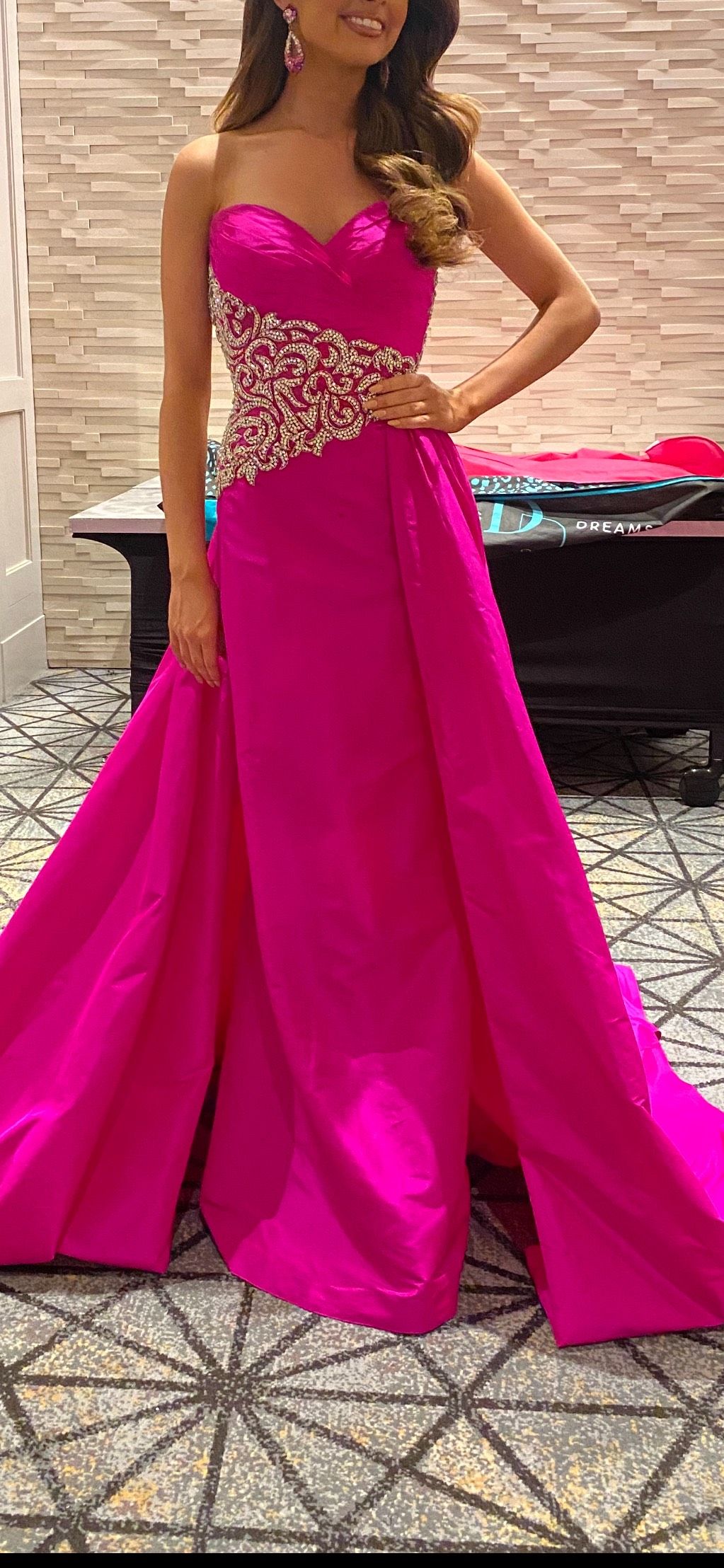 Style 50744 Sherri Hill Size 0 Pageant Strapless Pink Dress With Train on Queenly