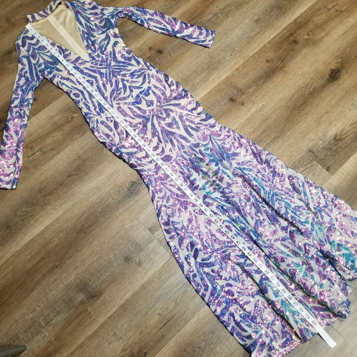 Style (Sz S, fits 0-4) Banjul Size 4 Plunge Sheer Multicolor Mermaid Dress on Queenly