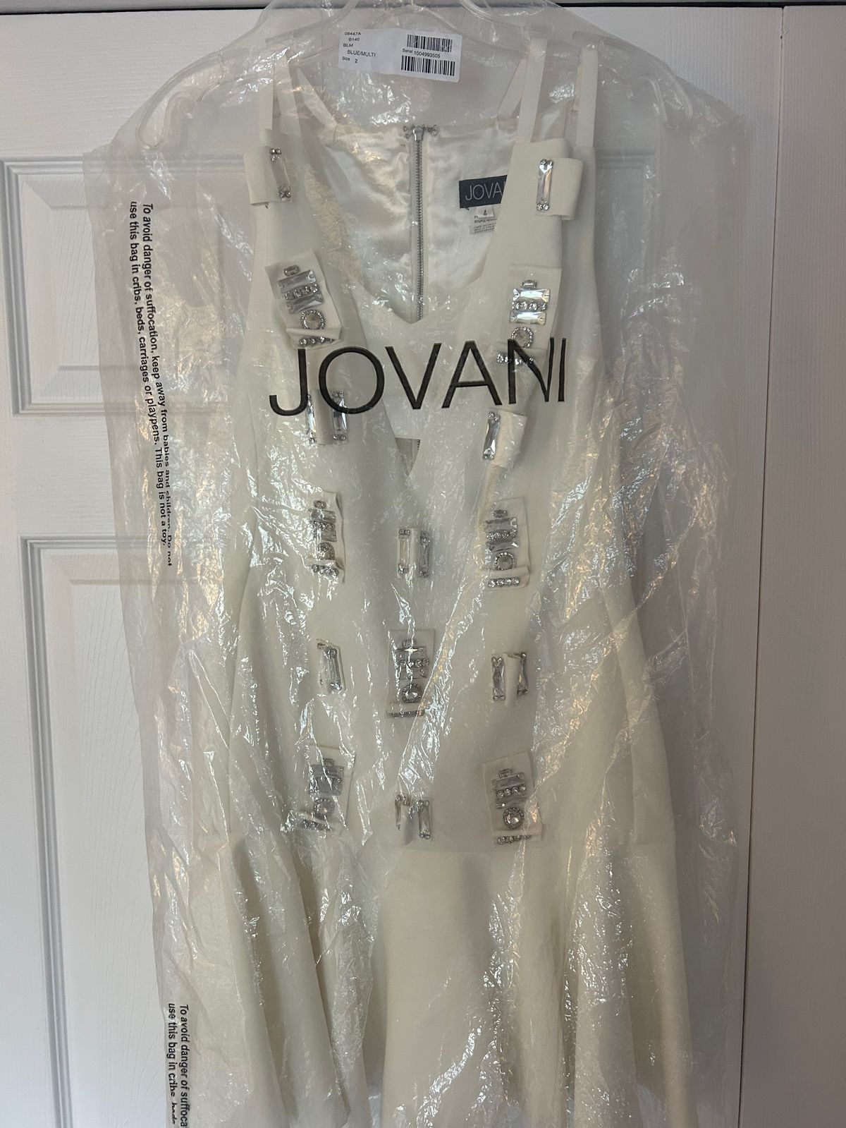 Style 63338 Jovani Size 4 Homecoming White Cocktail Dress on Queenly