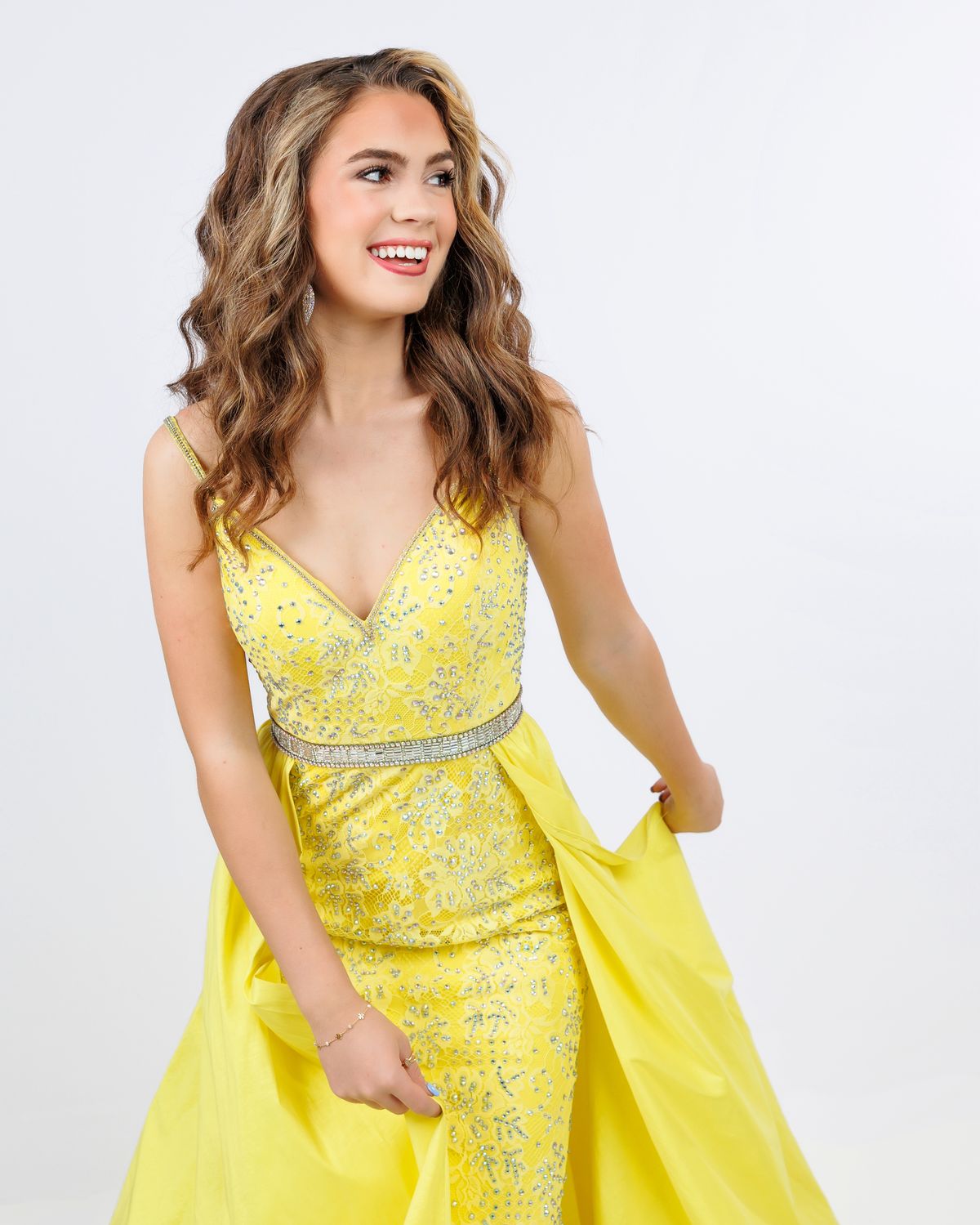 Johnathan Kayne Size 0 Pageant Plunge Yellow Dress With Train on Queenly