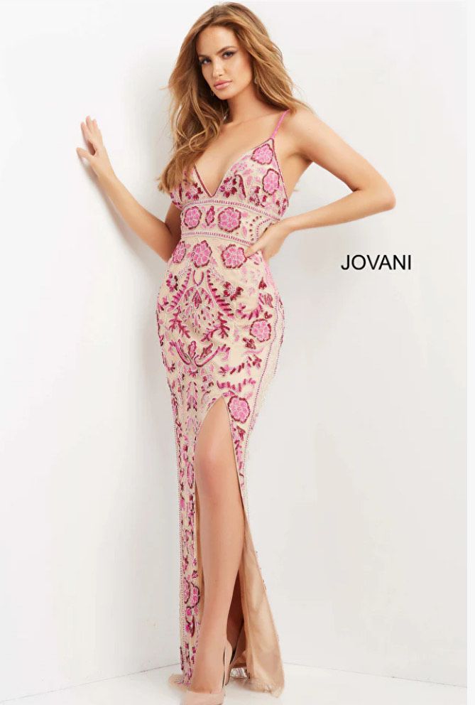 Style 08546A Jovani Size 6 Prom Plunge Multicolor A-line Dress on Queenly