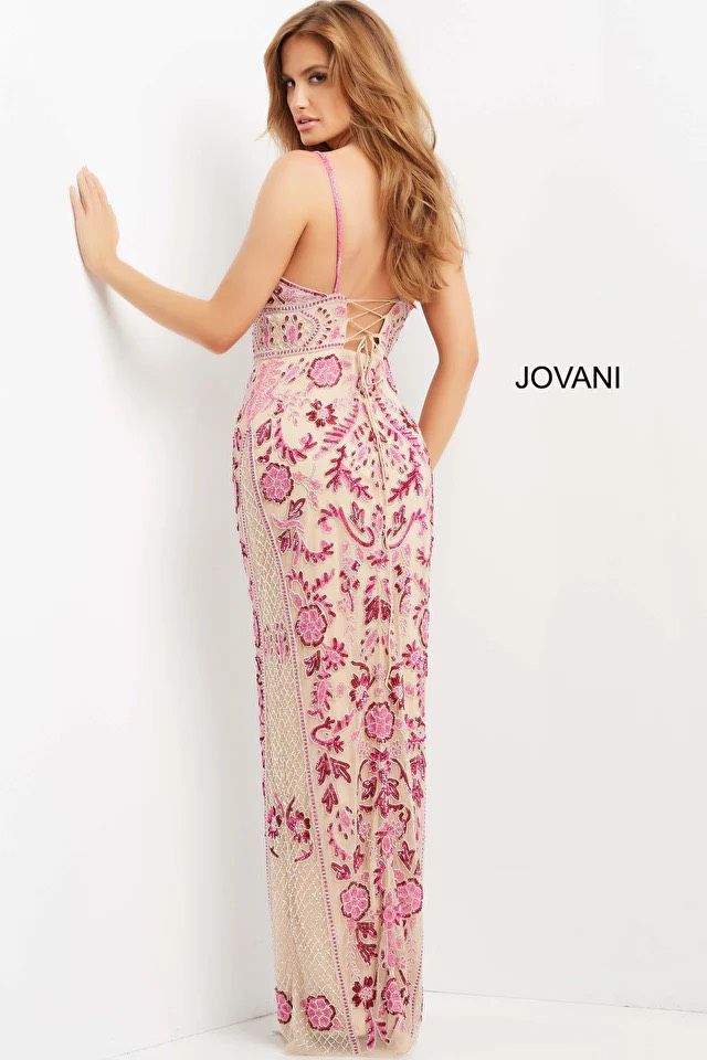 Style 08546A Jovani Size 6 Prom Plunge Multicolor A-line Dress on Queenly