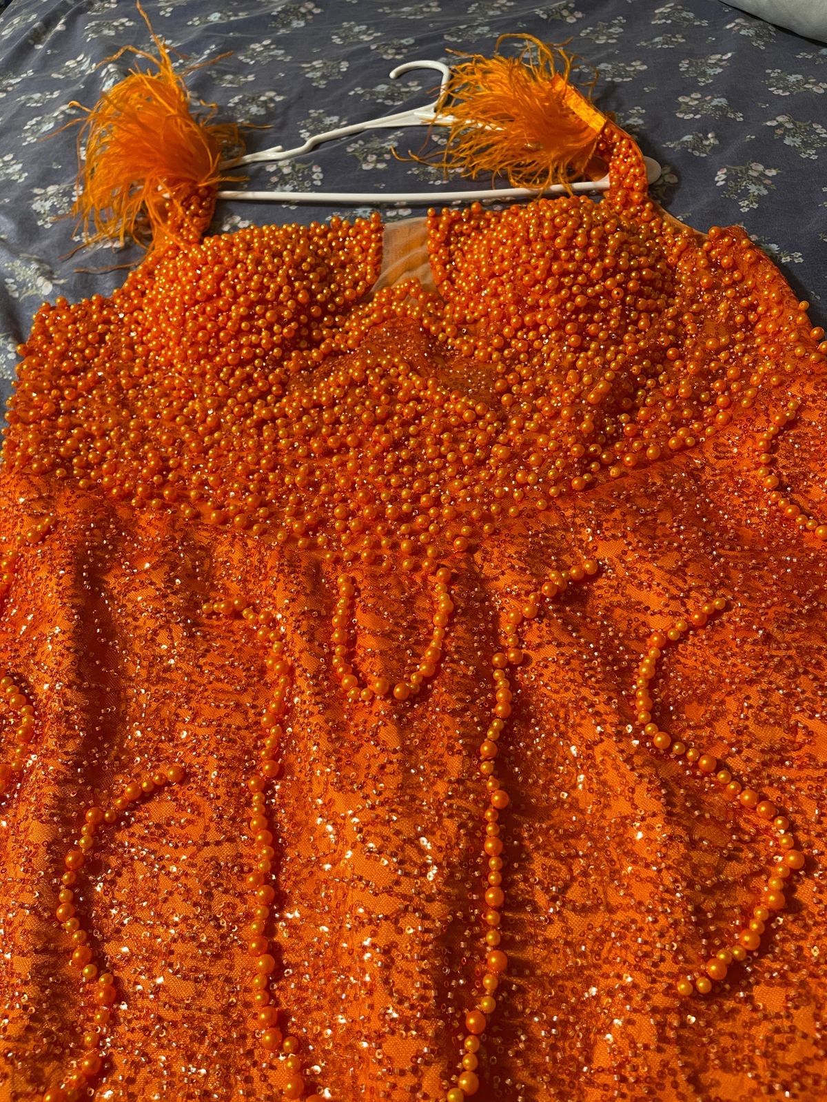 Plus Size 18 Orange Mermaid Dress on Queenly