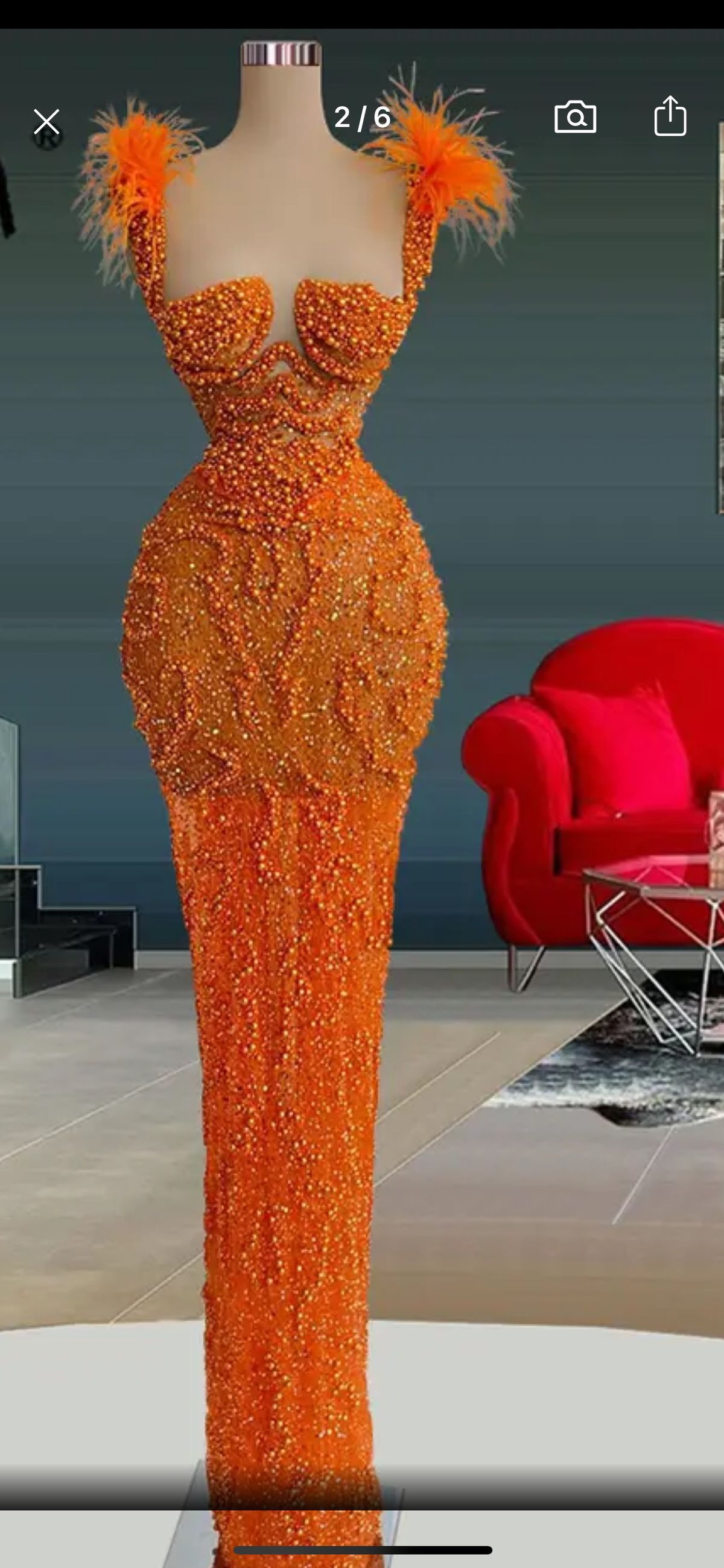 Plus Size 18 Orange Mermaid Dress on Queenly