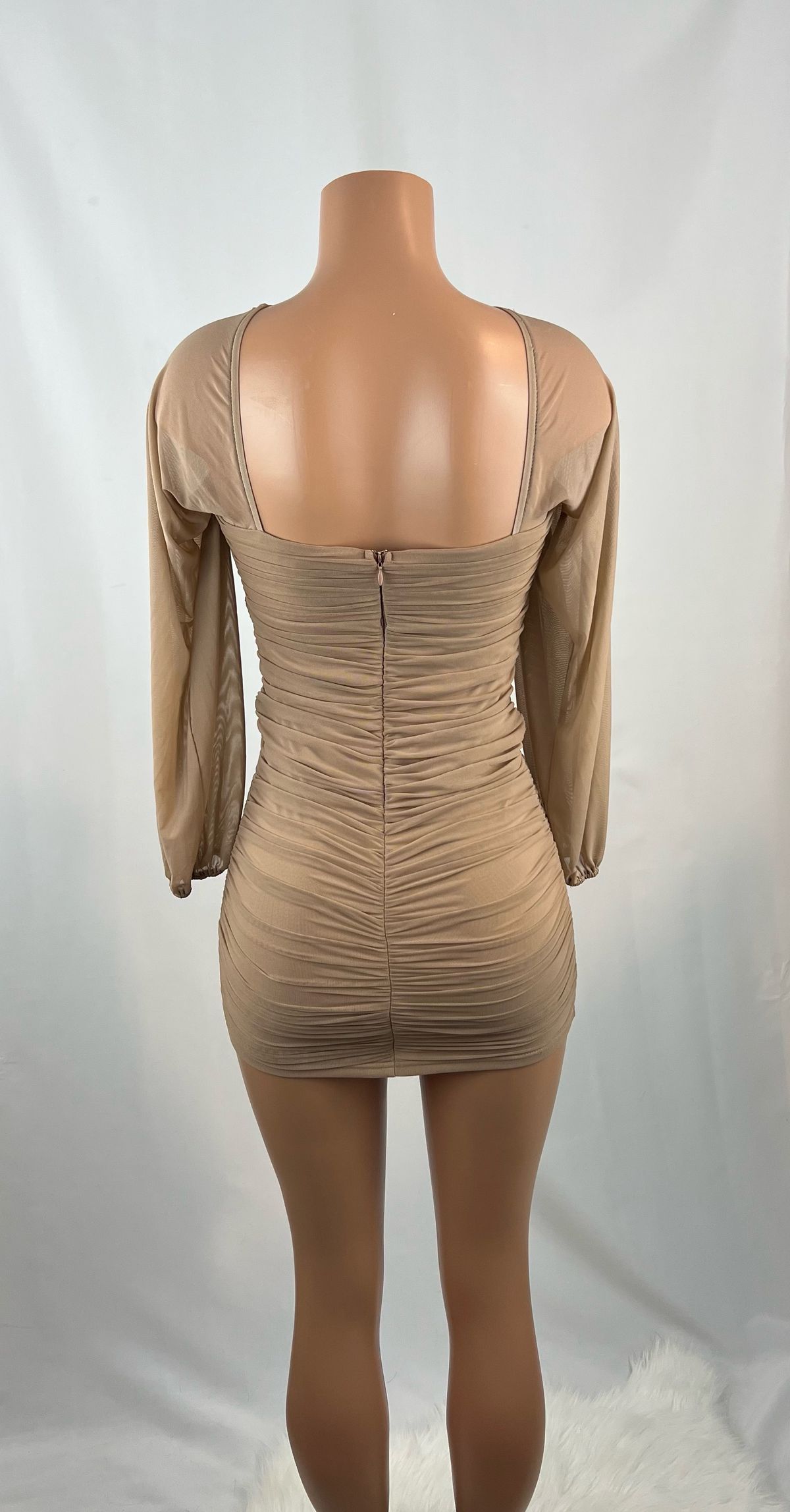 Size S Plunge Sheer Brown Cocktail Dress on Queenly