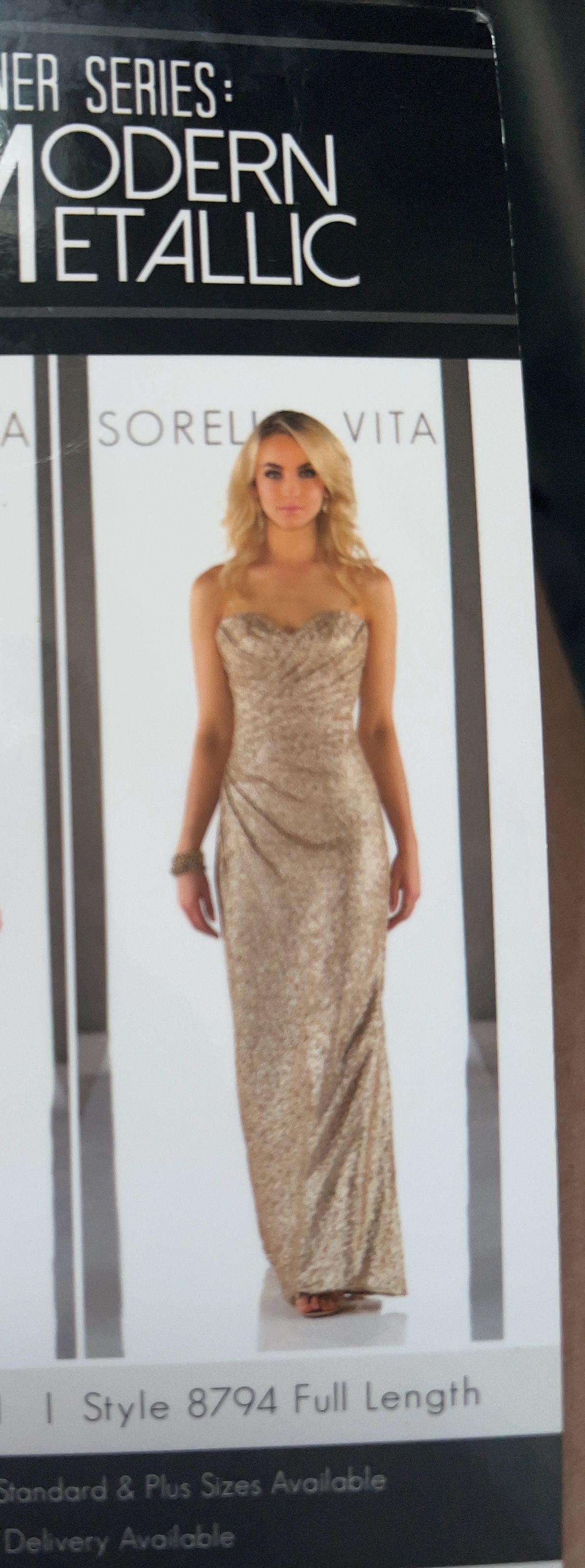 Style 8794 Sorella vita Size 8 Strapless Gold Mermaid Dress on Queenly