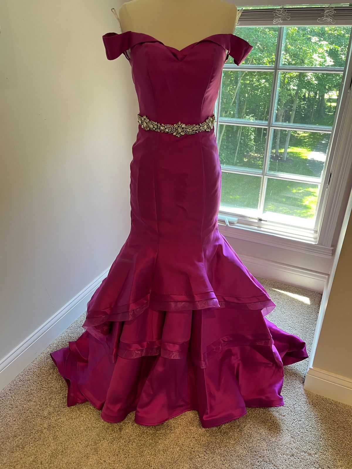 Jovani Size 00 Prom Off The Shoulder Pink Mermaid Dress on Queenly