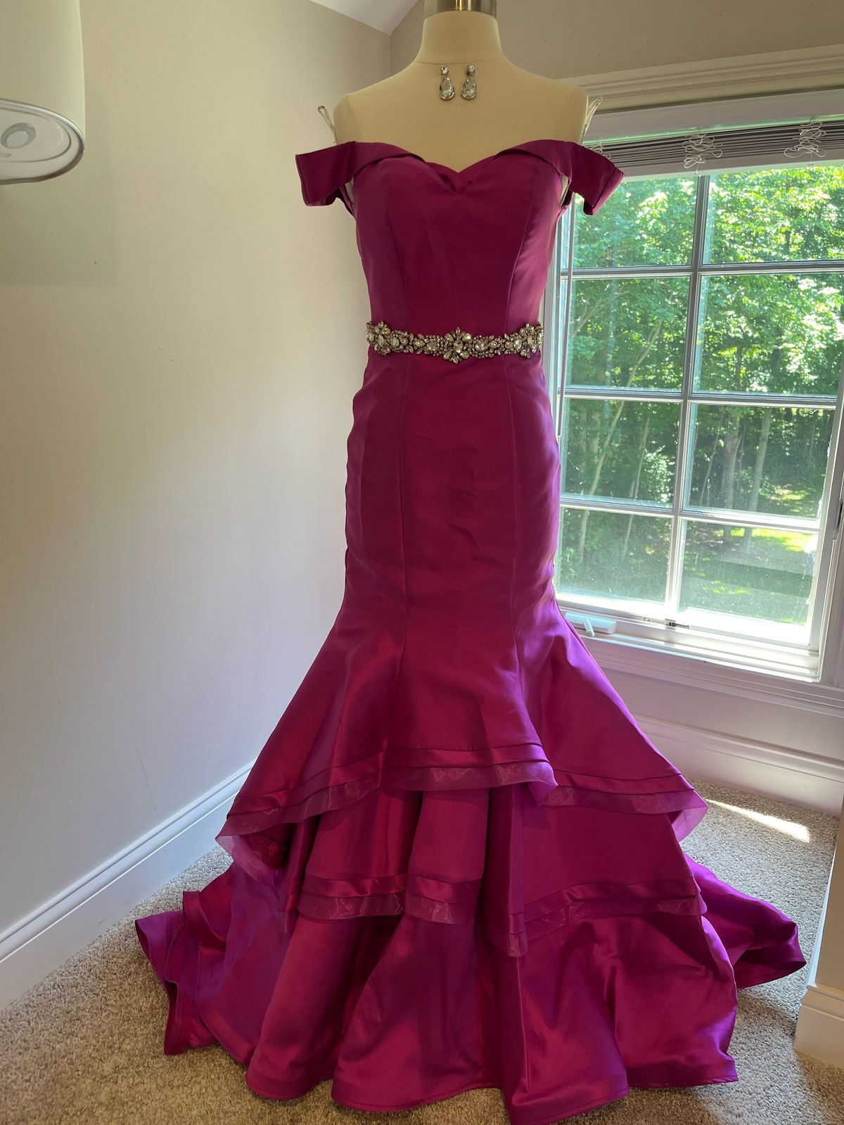 Jovani Size 00 Prom Off The Shoulder Pink Mermaid Dress on Queenly