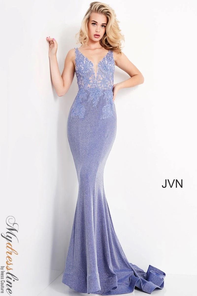 Style JVN06505 Blush Jovani Size 4 Prom Plunge Multicolor Mermaid Dress on Queenly