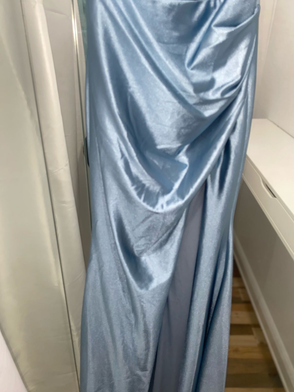 Style EKIN Gray Blue Tiffany Designs Size 8 Prom Multicolor Side Slit Dress on Queenly