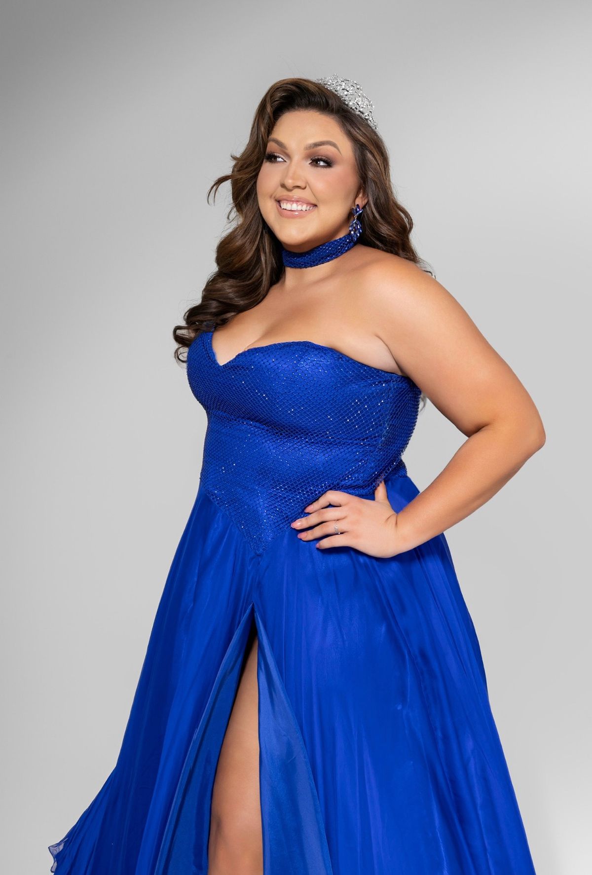 Sydney's Closet Plus Size 16 Prom Strapless Blue A-line Dress on Queenly