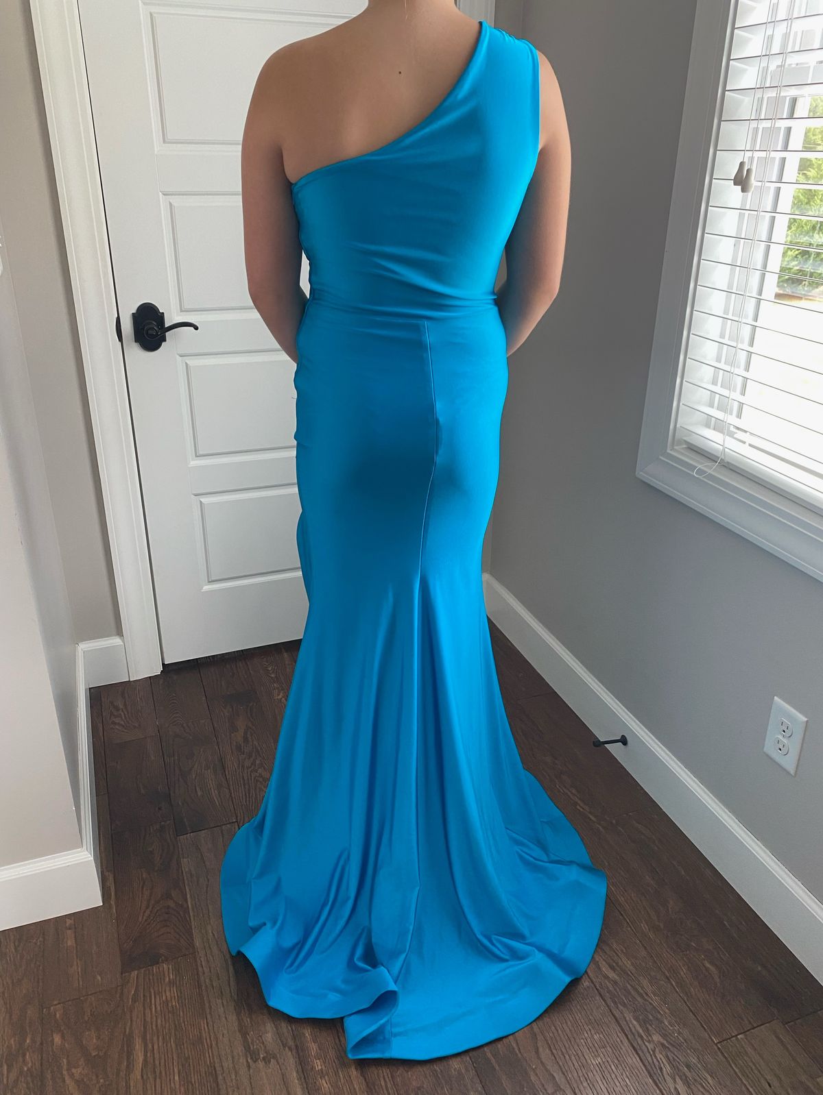 Nicole Bakti Size M Prom One Shoulder Blue Mermaid Dress on Queenly