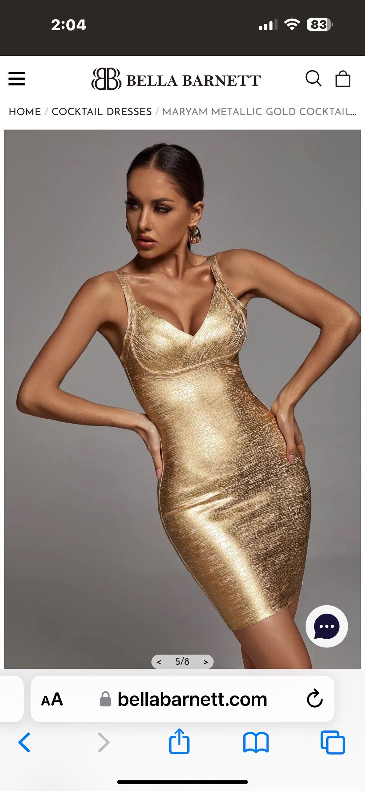 Size 6 Nightclub Plunge Gold Cocktail Dress on Queenly