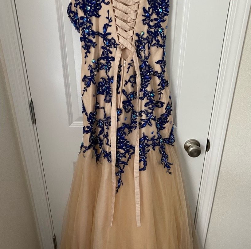 Size 10 Prom Strapless Royal Blue Mermaid Dress on Queenly