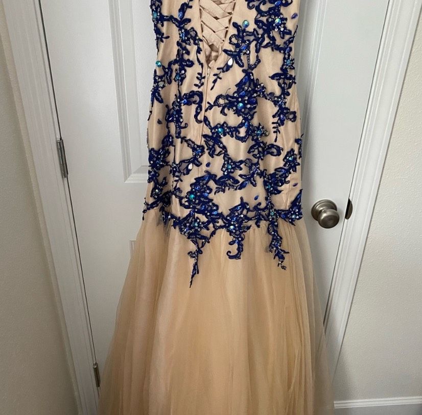 Size 10 Prom Strapless Royal Blue Mermaid Dress on Queenly