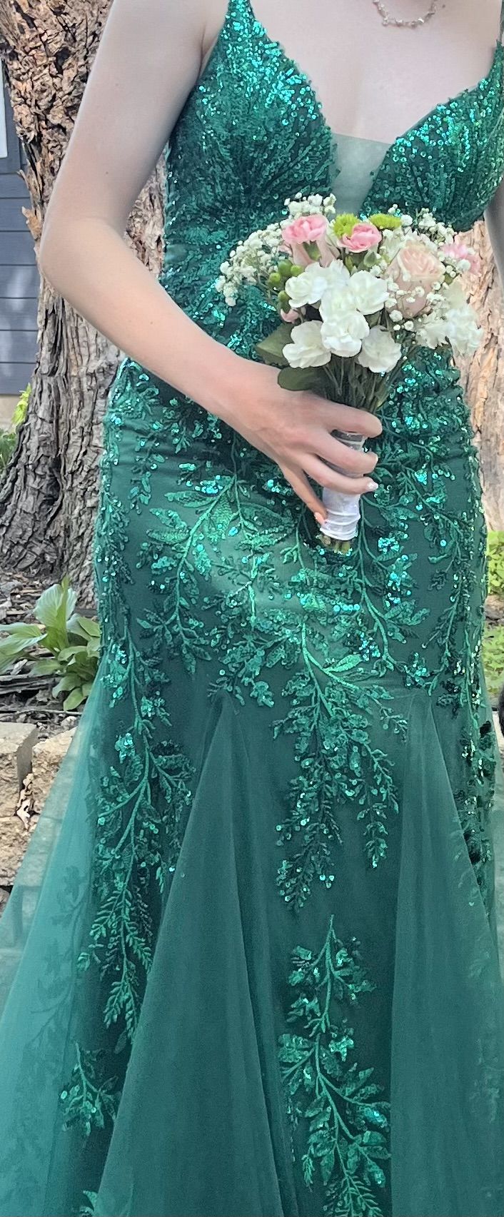 Jovani Size 6 Emerald Green Mermaid Dress on Queenly