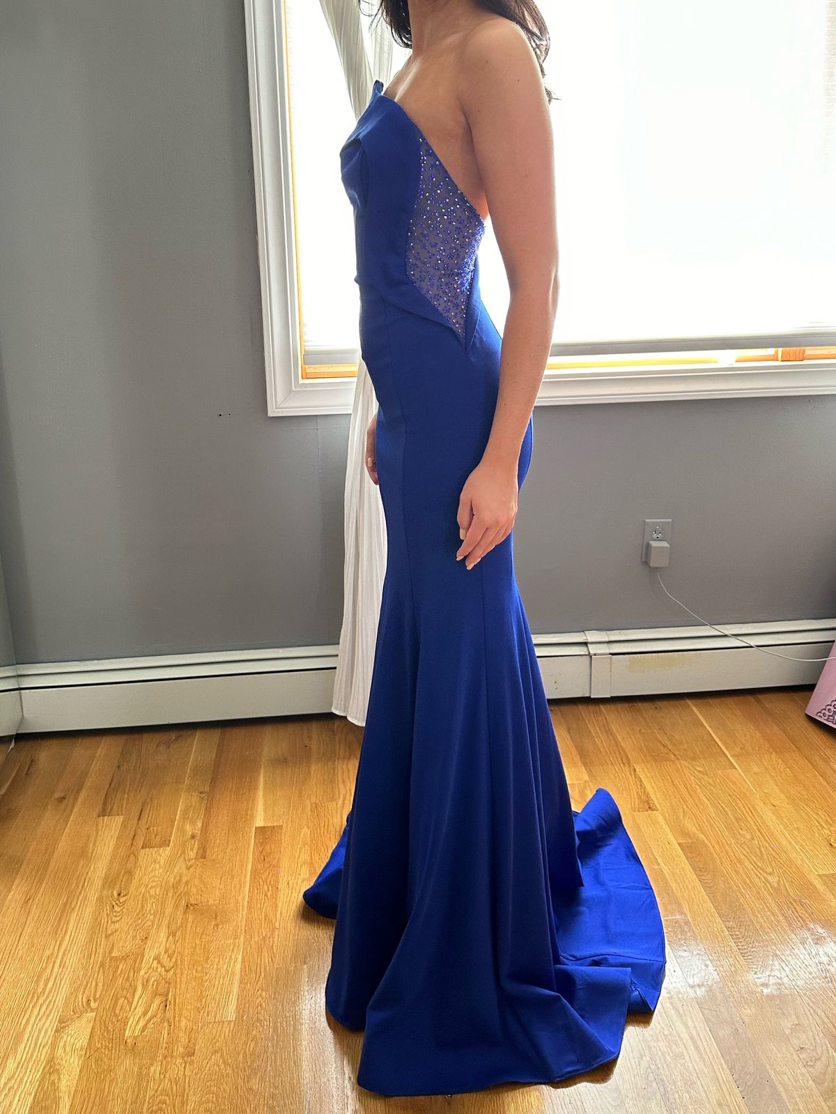 Jasz Couture Size 0 Prom One Shoulder Blue Mermaid Dress on Queenly