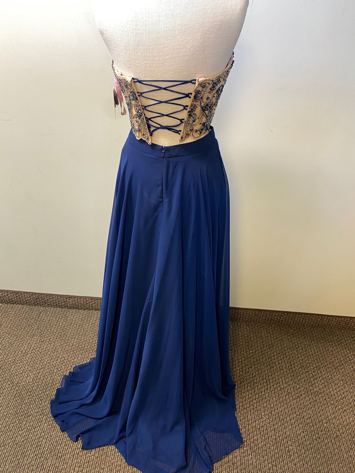 Style C2089 Blush Prom Size 12 Prom Strapless Lace Navy Blue Floor Length Maxi on Queenly