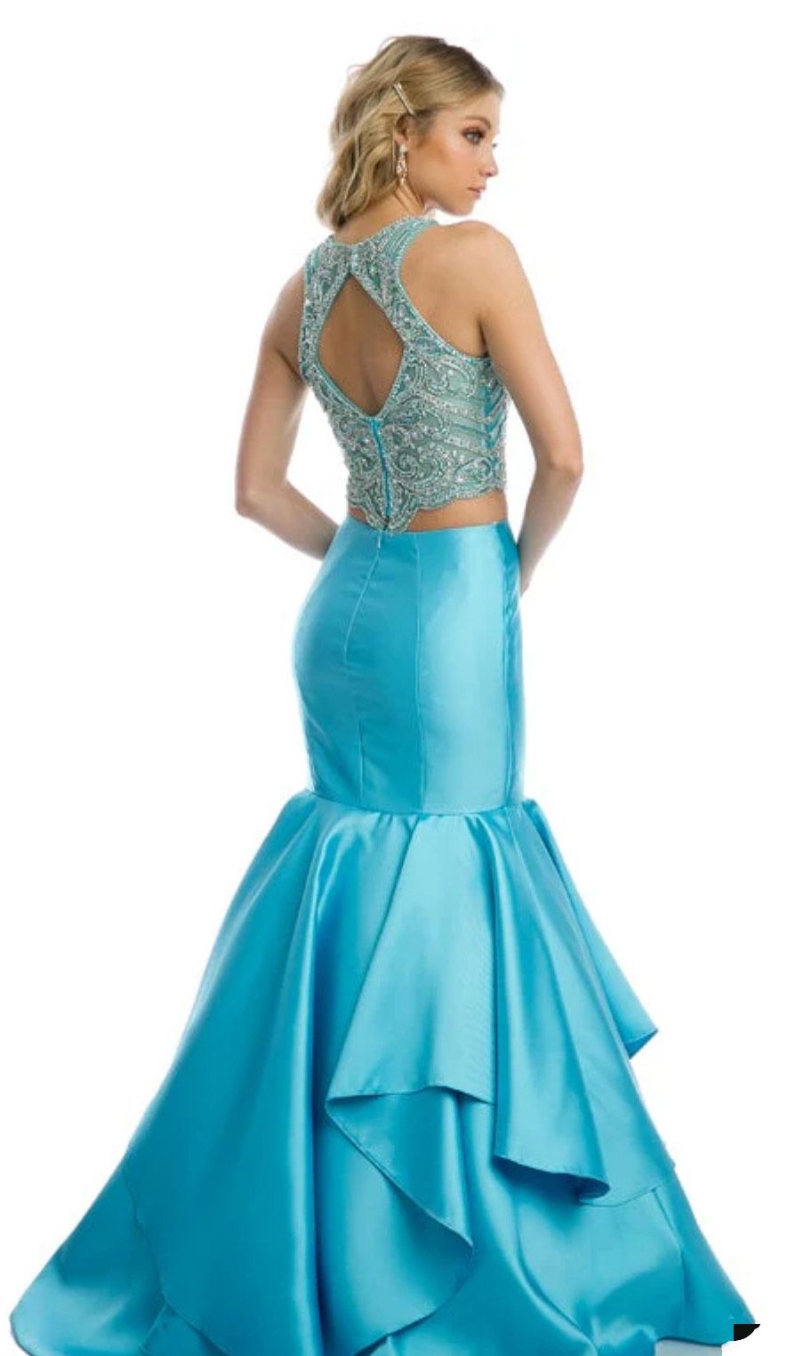 Style 631 Juliet classic Size XS Prom High Neck Blue Mermaid Dress on Queenly