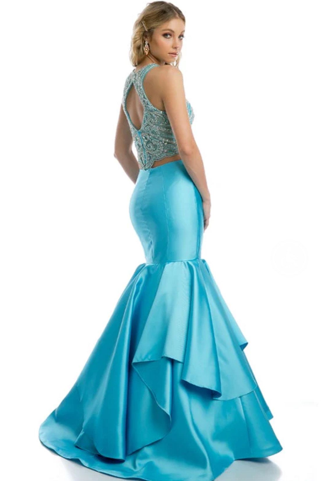 Style 631 Juliet classic Size XS Prom High Neck Blue Mermaid Dress on Queenly