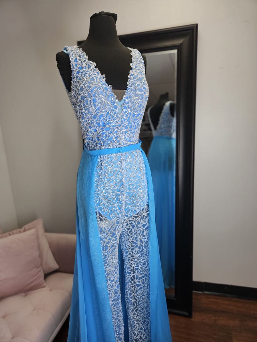 Vienna Size 4 Pageant Blue Formal Jumpsuit on Queenly