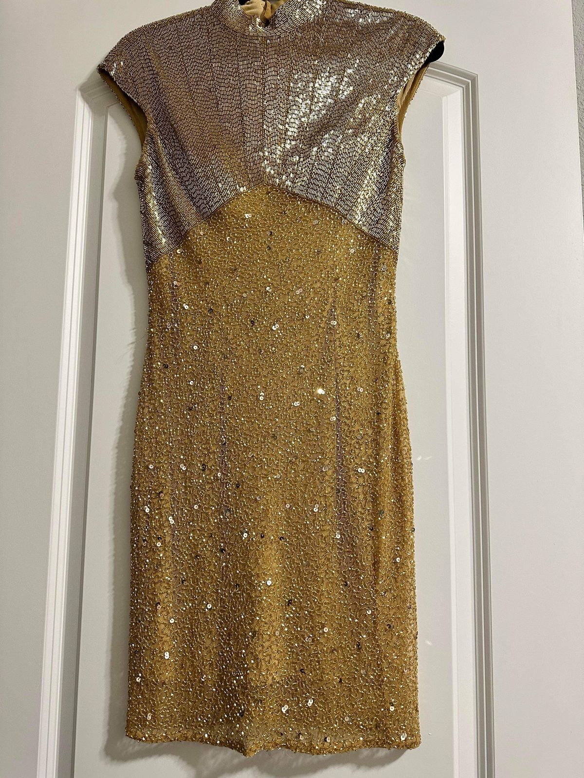 Ashley Lauren Size 4 Prom High Neck Gold Cocktail Dress on Queenly