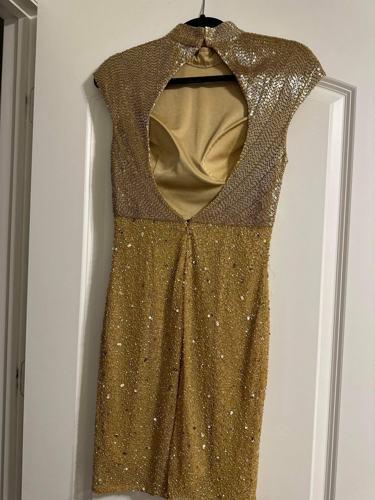 Ashley Lauren Size 4 Prom High Neck Gold Cocktail Dress on Queenly