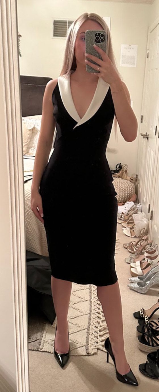 Chiara Boni La Petite Robe Size 4 Plunge Black Cocktail Dress on Queenly